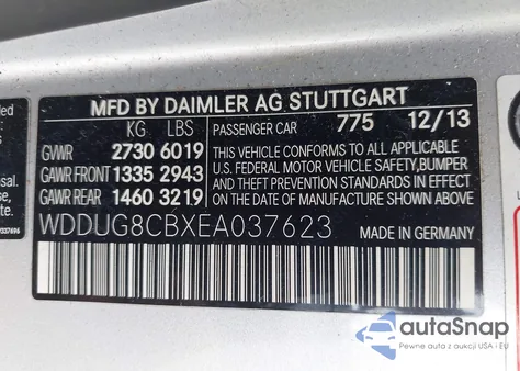 2014 Mercedes-Benz S 550 z USA, uszkodzony, nr VIN WDDUG8CBXEA037623